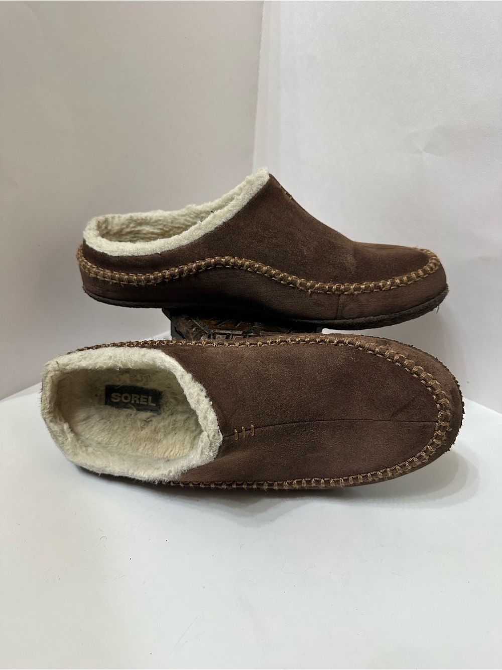 Sorel Mens Falcon Ridge II Tobacco Brown Suede Slip-On Clog Slippers Size 11